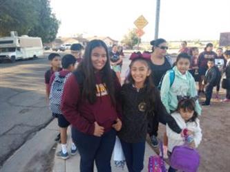 Students walking to school