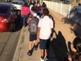 Students walking to school