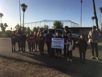 Students walking to school