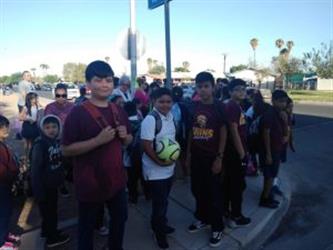 Students walking to school