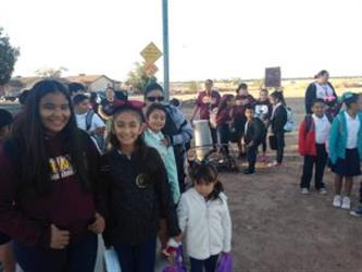 Students walking to school