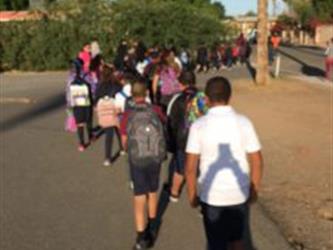 Students walking to school
